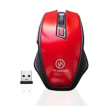 Kırmızı Renkli Baş Parmak Destekli Ergonomik Sessiz Kablosuz Mouse Usb Alıcılı, Ofis Ve Oyun İçin -