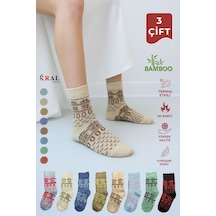Kral Socks Kadın Havlu 3 Çift Kışlık Yün Çorap Bambu + Yün Sonbahar Serisi Çok Renkli