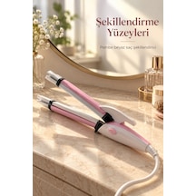 Saç Şekillendirici Düzleştirme Dalga Ve Bukle İçin Sıcaklık Ayarlı Pembe