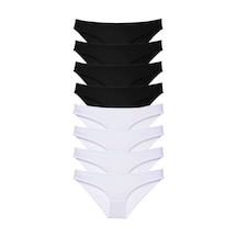 Royaleks 8 adet Süper Eko Set Likralı Kadın Slip Külot Siyah Beyaz RYL-EKO8012 Beyaz - Siyah