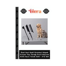 Özel Seri Kedi Ürünleri Köpek Fırçası Tüy Tarağı Evcil Hayvan Kıtık Açıcı Tarak Seti - 3'lü Set