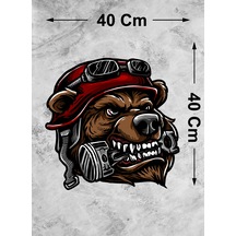 Kasklı Motorcu Köpek Sticker Kızgın Motorcu Kurt Köpek Motosiklet Kask Oto Araba Sticker - 00300 40x40 Cm