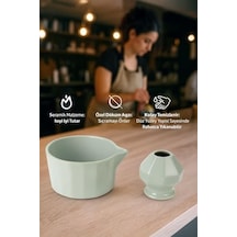 Seramik Chawan Matcha Çayı Köpürtme Kasesi Ve Whisk Matcha Tutucu Mt247