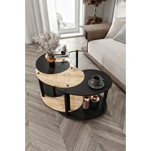 Yin Yang Unıty Serenıty Orta Sehpa 4 Lü Siyah Meşe 70 Cm Meşe