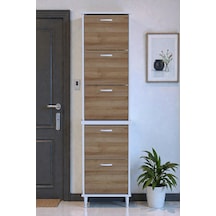 Eliusta Store Ayaklı Meşe Ayakkabılık 52 Cm Kapı Önü/giyim Odası/antre Uyumlu Ayakkabılık 52x205x26 Cm Meşe