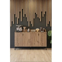 Harmony Maxi 4 Kapaklı Kahve Köşesi, Stüdyo Mutfak 128x91x44 Cm Atlas Çam Modern Tasarım Kahverengi