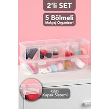 2 Adet 5 Bölmeli Kapaklı Takı Kutusu - Şeffaf Yüzük Kolye Küpe Toka Düzenleyici Organizer Kutu Beyaz