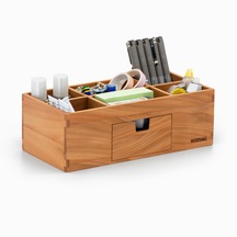 Woodsaka 7 Bölmeli - Çekmeceli Organizer Doğal Ahşap