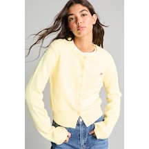 Defacto Slim Fit Bisiklet Yaka Düğmeli Triko Basic Hırka E8236ax26auyl238 Sarı-yl238