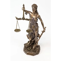 Bronz Renk Adalet Heykeli Themis Adalet Figürü 30cm