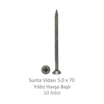 Sunta Vidası, 5,0 X 70 Mm, 10 Adet, Yhb Vida 5 x 70