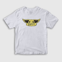 Presmono Unisex Çocuk Yellow Aerosmith T-shirt Beyaz