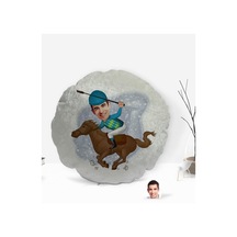 Kişiye Özel Erkek Jokey Karikatürlü Yuvarlak Dekoratif Kırlent Ya