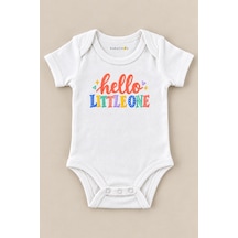 Babylimon Hello Lıttle One Beyaz Kısa Kollu Çıtçıtlı Bebek Zıbını Beyaz - 930083773 Beyaz