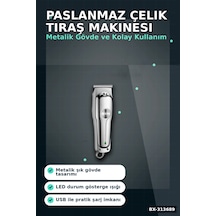 3 Kademeli Tıraş Makinesi Paslanmaz Çelik Bıçaklı 2 Saat Kullanım Usb Şarjlı Bx-313689