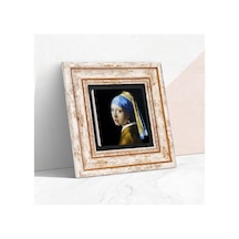 Johannes Vermeer İnci Küpeli Kız Taş Duvar Tablosu - Çerçeveli Taş Tablo - Dekoratif Duvar Sanatı - Modern Ev Ve Diğer