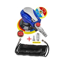 15metre Spiral Hortum Havalı 150mm Yüksek Devir Eksantrik Zımpara Makinesi Avuç İçi Zımpara Set