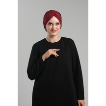 Bordo Pratik Hazır Geçmeli Tesettür Bone Sandy Büzgülü Salaş 2119 16 Bordo