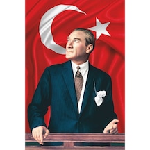 Atatürk Baskılı Türk Bayrağı 150 x 225 CM Raşel Kumaş Dijital Baskı