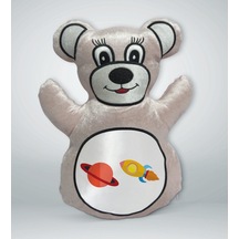 Bk Gift Uzay Aracı Tasarımlı Krem Ayıcık Yastık-1