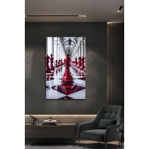 Kırmızı Satranç Temalı Modern Cam Tablo Modern Tasarım Şık Duvar Aksesuarı Doğa Ve Manzara Temalı Dekoratif Duvar Tablosu, Salon, Yatak Odası Ve Ofis Dekoru,