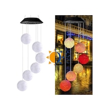 Güneş Enerjili Rüzgar Zilli Renkli Led Bahçe Dekor Lambası