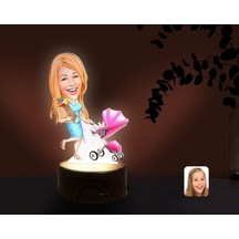 Kişiye Özel Ev Hanımı Karikatürlü Dekoratif 3D Biblo Led Işıklı G (481496247)