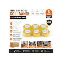 45 Mm X 100 Metre Koli Bandı Şeffaf 6'lı Ekonomik Paket Güçlü Yapışkanlı Ambalaj Bandı
