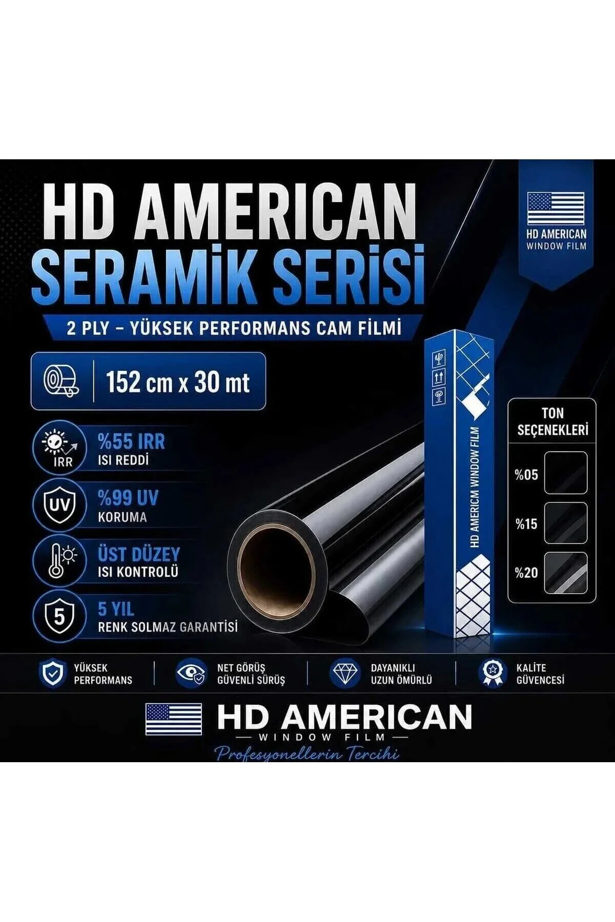 2 Play Seffaf Isı Kontrol Filmi %70 152x5