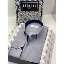 Klasik Uzun Kol Keten Cotton Hediye Kutulu Erkek Gömlek Fs-001261 - Lacivert-2051
