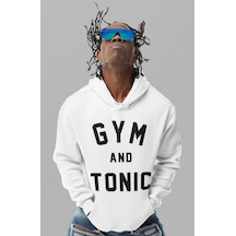 Sevbano Gym And Tonic Yazılı Unisex Oversize Bodybuilding Fitness Sporcu beyaz