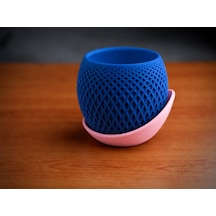 3d Baskı Küre Saksı - Kafes Dokulu İki Parçalı Dekoratif Saksı - Mavi-pembe
