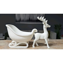Ren Geyiği Ve Kızak Temalı Dekorarif Obje 14cm