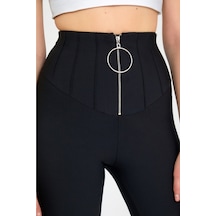 Winmoda34 Korse Tayt Halka Fermuarlı Push Up siyah