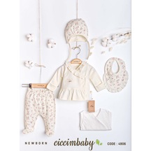 Ciccim Baby 5 Li Naturel Flower Garden Zıbın Seti Ekru