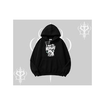 Tarzsokak Am Hungry Kedi Baskılı Kapşonlu Sweatshirt Siyah
