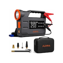Auhma A9933 4'ü 1 Arada Akü Takviye 12.000 Mah Şarjlı Hava Pompası Powerbank & Dijital Fener