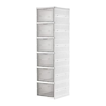 Coverest 6 Katlı Katlanabilir Organizer, Çok Amaçlı Ayakkabılık, Taşınabilir Portatif, 25.5 X 34.5 X 105 Cm Beyaz Açık Ceviz