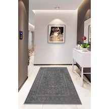 Gri Vintage Kaymaz Tabanlı Makinede Yıkanabilir Halı Rv288n11