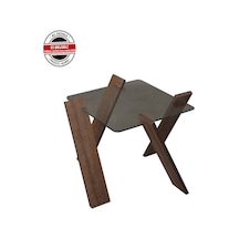 Roman Cam Yan Sehpa Mini Koyu Meşe / Çiçeklik Sehpa