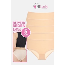 Kadın Külot, Orta Yüksek Bel Büyük Beden Külot 4xl-5xl-6xl 5 Adet, Yumuşak Pamuklu Rahat Kumaş Ten