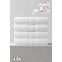 4'lü Strip Banyo Havlusu - 70x140 Cm, 475 Gr, %100 Pamuk, Spa Ve Otel Havlusu, Günlük Kullanıma Uygun Beyaz