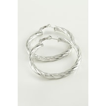 Burgulu Halka Küpe 4,5 Cm-gümüş Rengi N162 Diğer 18611563
