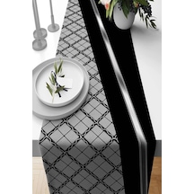 Siyah Ekoseli Desen Premium Masa Örtüsü Runner Rnr591n11