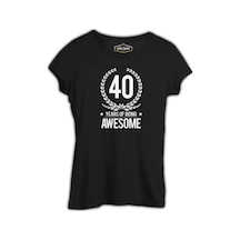 Awesome 40 Years Siyah Bayan Tshirt