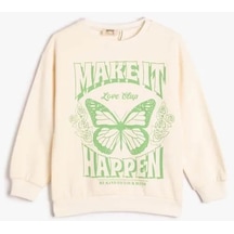 Koton Kız Çocuk Sweatshirt Bej 4wkg10121ak 24ky59000365 Y5919 Mint
