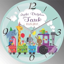 Kişiye Özel İyi Ki Doğdun Erkek İçin Çap 30cm Sessiz Akar Bombeli Gerçek Cam Duvar Saati Siyah