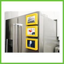 Bezos 3d Baskı 3lü Magnet Fotoğraf Çerçevesi Seti - Buzdolabı İçin Mini Manyetik Resim Çerçevesi, Dekoratif Magnet-sarı Dmc