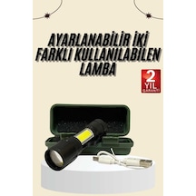 Uzun Menzilli Şarjlı El Feneri Uzun Ömürlü Led Işık Lamba Siyah