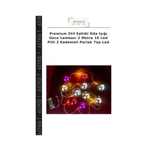 Premium Stil Sahibi Oda Işığı Gece Lambası 2 Metre 10 Led Pilli 2 Kademeli Parlak Top Led Çok Renkli